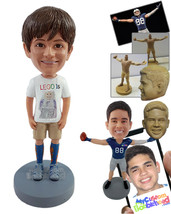 Personalized Bobblehead Cool kid  wearing a t-shirt shorts and his lucky socks - - £71.31 GBP