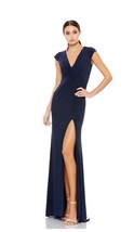 NEW $298 IEENA by Mac Duggal [ 12 ] Cap Sleeve V-Neck Jersey Gown in Nav... - £101.27 GBP