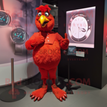 Red Tandoori Chicken mascot costume character dressed with a Dress Pants... - $1,339.00