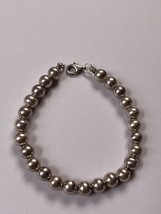 Simple Nonmagnetic Silver Round Metal Bead Bracelet - 6.75 inches long x... - $14.89