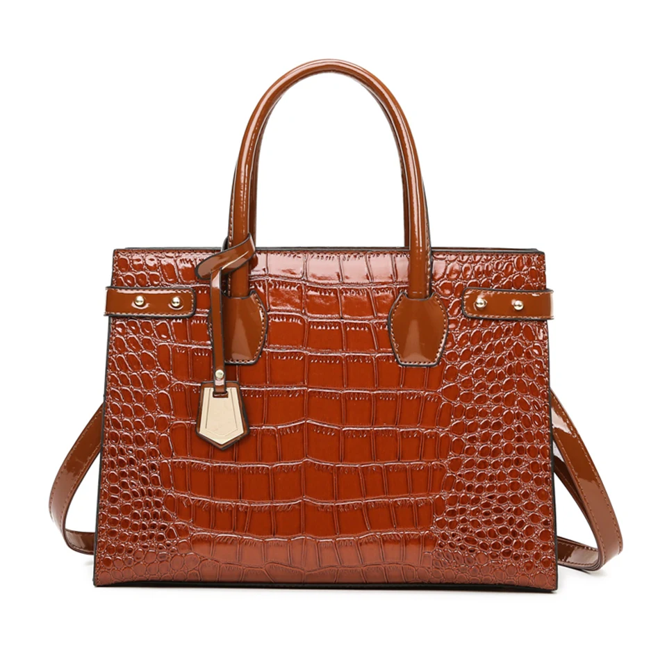Pantent Leather Women Messenger Bags Crocodile  Crossbody Shoulder Hand bags For - £36.34 GBP