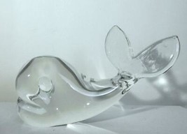 Vintage Clear Art Glass Whale PaperWeight Figurine - £20.35 GBP