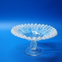 Northwood Or Dugan Ruffled Panel Compote - Ice Blue To Frost White, 7&quot; Diameter - £22.67 GBP