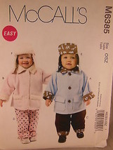 McCall&#39;s 6385 Easy pattern for infant or young child&#39;s jacket hat &amp; pants S M L - £3.93 GBP