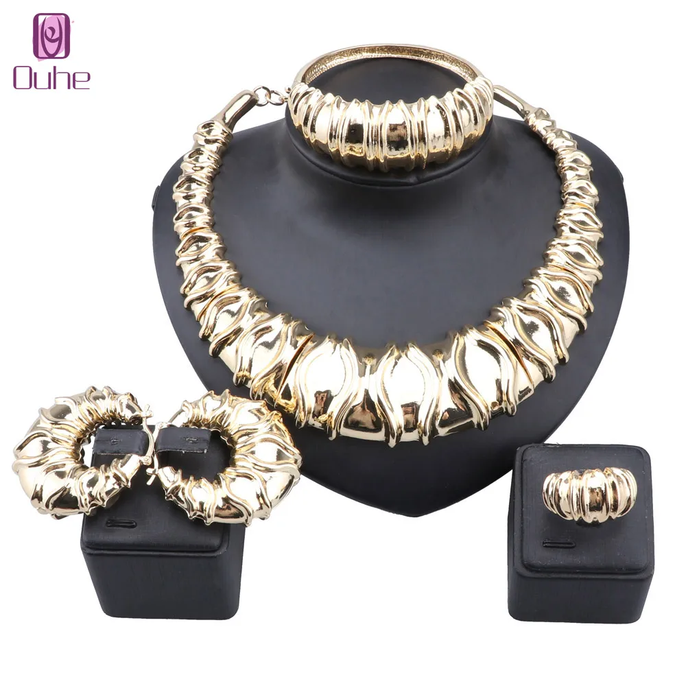 Ly brazil dubai gold color big jewelry set high end woman wedding party dating necklace thumb200