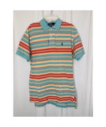 Vintage 1990s Polo Ralph Lauren Fall Rainbow Stripe Maximalist Polo Shirt S - $30.00