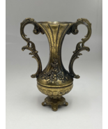 Mini Ornate Vase Vintage Made in Italy Embossed Rose Detail Gold Tone Color - $42.67 CAD