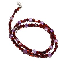 Garnet Natural Gemstone Beads Jewelry Necklace 17&quot; 66 Ct. KB-284 - £8.52 GBP