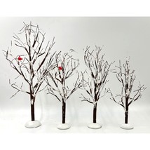 Dept 56 Christmas Village 4 pc Lot Winter Bare Snow Trees Landscape Cardinals - £24.05 GBP