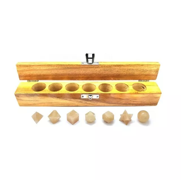 Yellow Aventurine Geometry Set Metaphysical Crystal Sacred Geometric Set... - $31.18