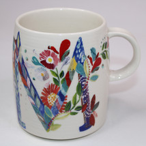 Anthropologie Coffee Mug Starla M Halfmann Letter M Monogram Petal Palette Cup - £9.84 GBP