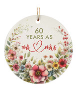 60 Years As Mr &amp; Mrs 2025 Ornament 60th Anniversary Wreath Christmas Gif... - $15.79