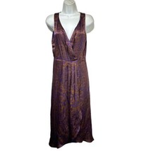 L&#39;Agence Purple Brown French Print Silk Angela V Neck Draped Midi Dress ... - $148.49