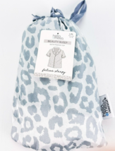 Hello Mello Feline Sleepy Satin Cheetah Button Up Pajama Shirt L XL Shor... - $16.40