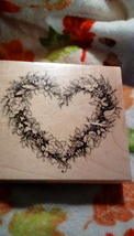 Rubber Stamp Floral Heart K244 never used wood mounted - $16.00
