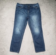 Simply Vera Verawang Women&#39;s Size 14 Mid-Rise Straight Leg Blue Denim Jeans - £14.36 GBP