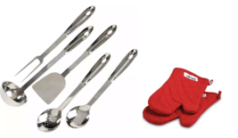 All-Clad 5-Piece Stainless Steel Utensil Set with All-clad Mitts - £58.57 GBP