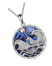 Ocean Wave Necklace for Women Sterling Silver Abalone - £105.41 GBP