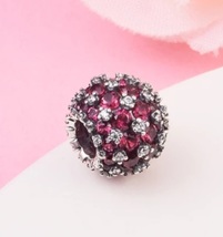 2024 New Authentic S925 Pink and Clear Zircon Round Charm for Pandora Bracelet  - $11.99