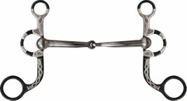 Western Saddle Horse Engraved Overlay Black Steel Bit w/ 5.5&quot; Snaffle Mouth - £23.54 GBP