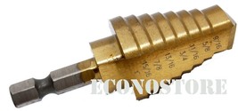 8 steps HSS Titanium Step Drill Bit 9/16&quot;&quot; to 1&quot; w/ Quick Change 3/8&quot; Shank - $11.25