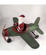 METAL PROPELLER AIRPLANE with SANTA as Pilot 10&quot; Long 12&quot; wing span Chri... - $27.06 CAD