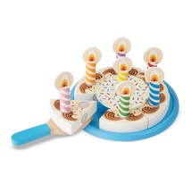 Melissa &amp; Doug Birthday Party Cake - Wooden Play Food With Mix-n-Match T... - $19.80