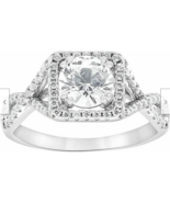 Swarovski Twist Shank Square Frame Cubic Zirconia Ring Sterling Silver C... - $54.40 CAD