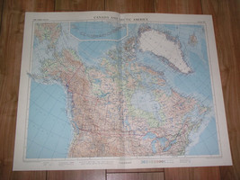 1957 Vintage Map Of Canada Ontario Quebec Greenland / Scale 1:12,500,000 - £23.42 GBP