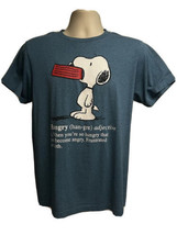 Peanuts Snoopy Dog Mens Blue Graphic T-Shirt Medium Cotton 50/50 Hangry Novelty - £19.77 GBP