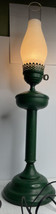 VINTAGE METAL BASE AND TOLE METAL SHADE 24” TABLE LAMP OLIVE GREEN - £31.61 GBP
