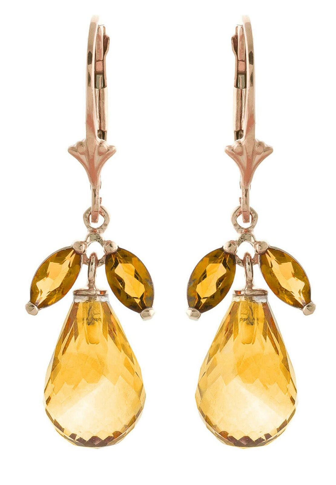 Galaxy Gold GG 14k Rose Gold Leverback Earrings with Natural Citrines - $603.89