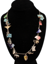 Vintage Flying Farmers Souvenir Charm Necklace 21 State Charms Some Ster... - £18.99 GBP