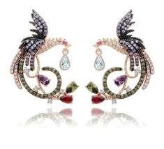 Elegant Micro Pave Setting Phoenix Bird Stud Earrings Unique Jewelry Accessories - £7.77 GBP