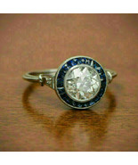 Art Deco Engagement Ring 2.80Ct Round Simulated Diamond 14k White Gold S... - £213.13 GBP