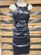 Vintage Sally Sleeveless Rouched Gray Cocktail Dress Woman's Size M KG JD - $21.78