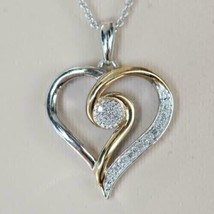 1.50Ct Simulated Diamond Double Heart Pendant 14K Two-Tone Gold Plated Silver - £116.93 GBP