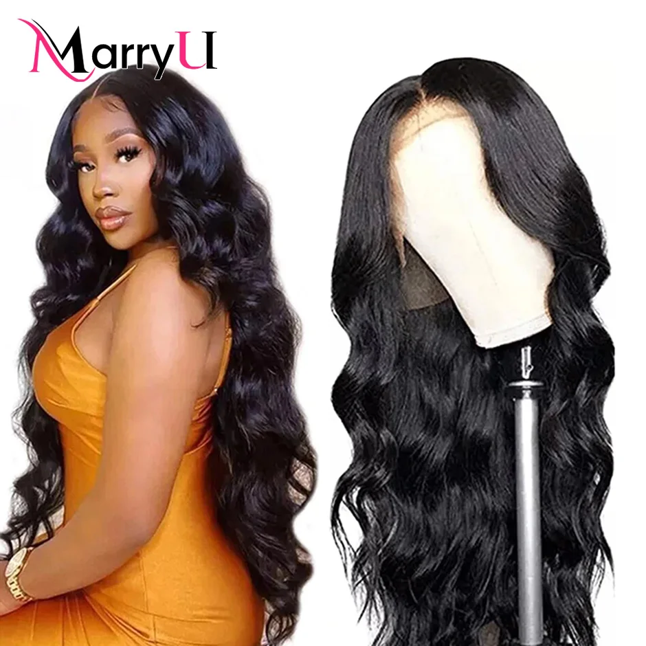 MARRYU 13x4 13x6 HD Transparent Lace Front Wig 32inch Brazilian Body Wave Hum - £68.97 GBP+