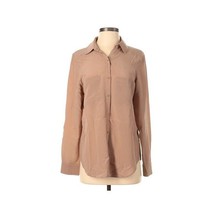 Trouve 100% Silk Satin Tan Button Down Blouse Shirt XS - $32.71