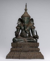 Ganesha Statue - Ancien Khmer Style Bronze Assis Ganesh 57cm/23 &quot; - £1,764.46 GBP