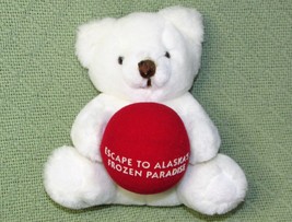Vintage White Polar Bear Plush Alaska Frozen Paradise Red Ball Travel Souvenir - £7.38 GBP
