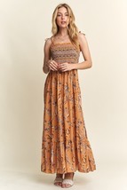 Adora Smocked Tie Shoulder Cami Dress Women’s Floral Sundress Square Nec... - $68.00