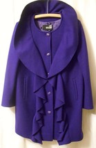 Love Moschino Women&#39;s Wool Coat Ruffle Collar Royal Purple Diva Wear Us 8 /UK 12 - £117.99 GBP