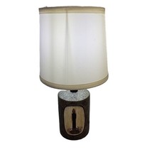 Pottery Lamp w Shade Brown Candlestick Pip Berry Art by Amy Durham 2005 ... - £16.84 GBP