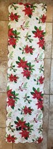 Christmas Quilt Quilted Table Runner Poinsettias Red Flowers 13.5&quot; x 51&quot; FS - £23.34 GBP