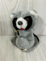 Russ Berrie Blinky 1979 small vintage plush gray raccoon yellow bow pomp... - $5.44