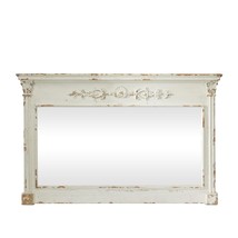 Deco 79 Wood Floral Carved Wall Mirror with Distressing, 59&quot; x 4&quot; x 36&quot;, Cream W - $704.99