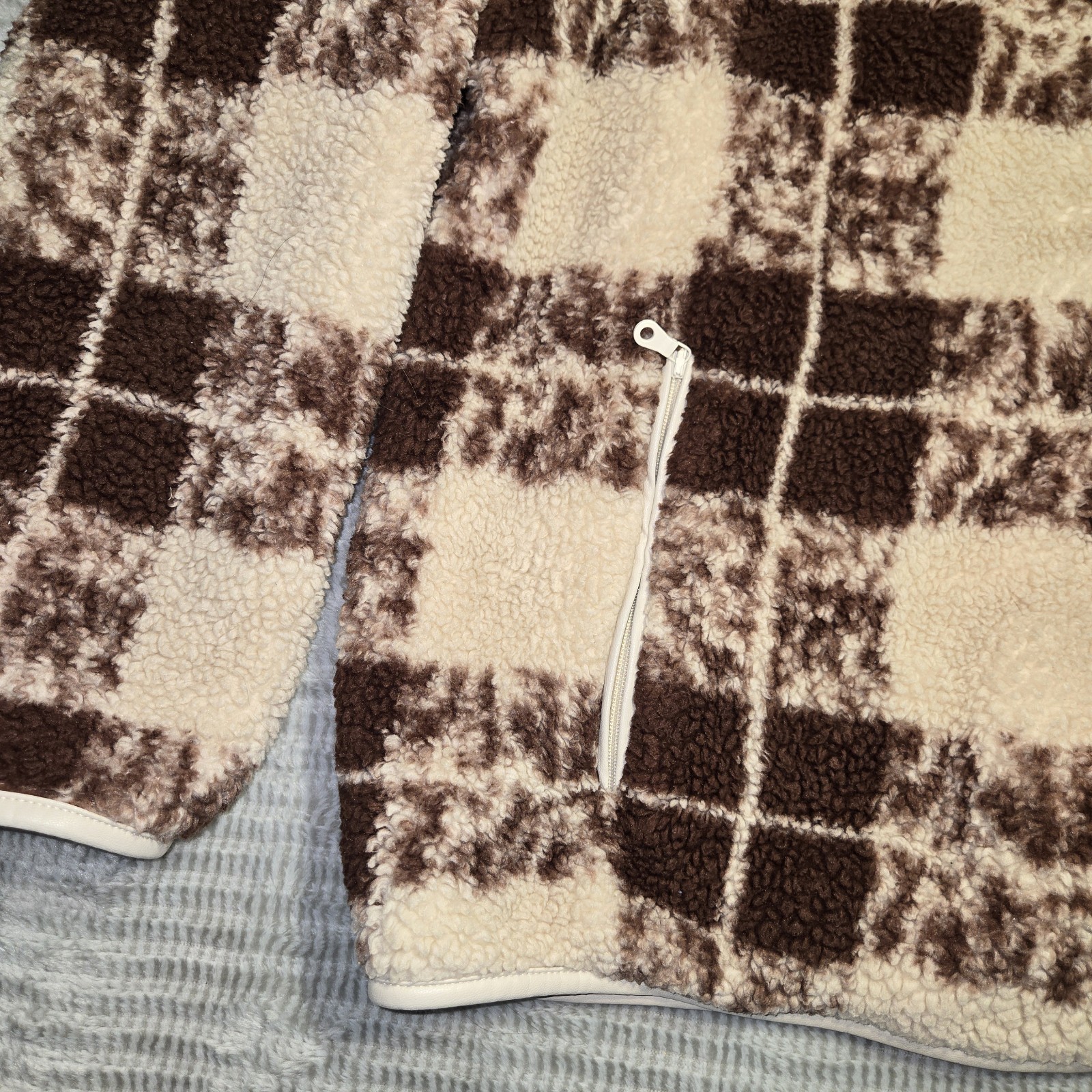 Offline by Aerie 1/2 Zip Sherpa Fluffy Fleece Pullover Women's Sz M Brown/Cream Item image 4