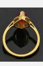 2Ct Marquesita Imitación Rubí Rojo Halo Compromiso Ring 14k Oro Amarillo Chapado - £111.39 GBP