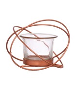 Tealight Candleholder Rose Gold Color Metal Glass Luminessence Candle Ho... - £7.85 GBP